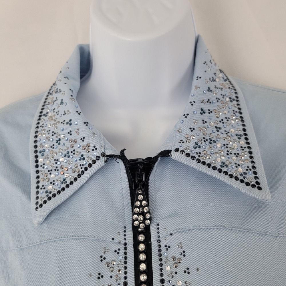 CHRISTINE ALEXANDER Womens Jacket Sz L Embellished Rhinestones Bling Sparkle - Picture 2 of 15